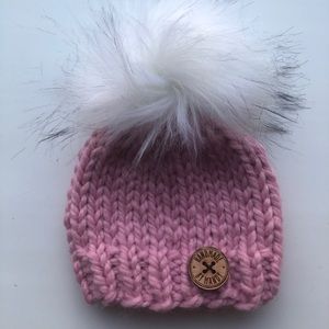 Newborn knit fur Pom Pom toque